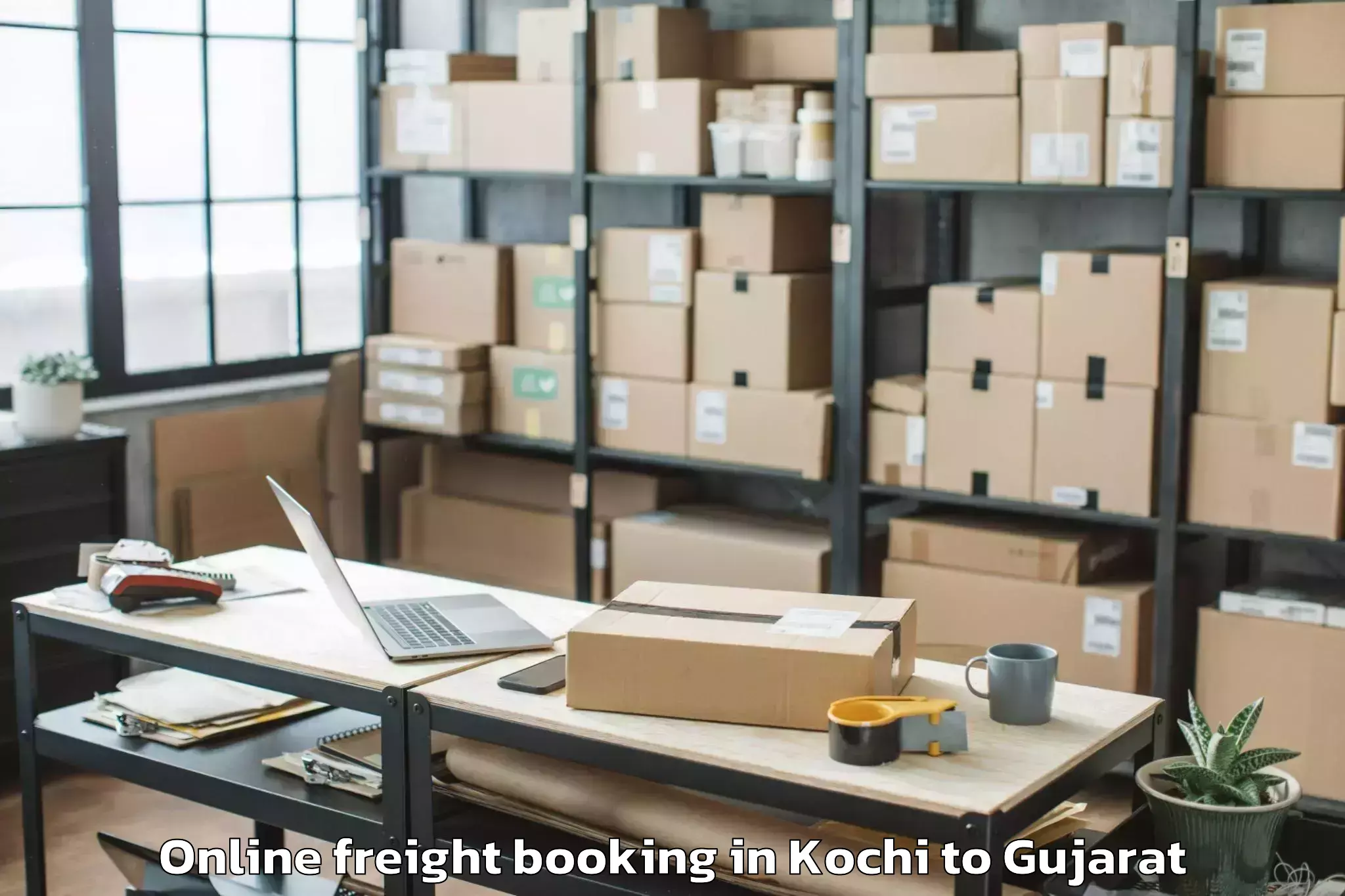 Book Kochi to Jhagadia Online Freight Booking Online